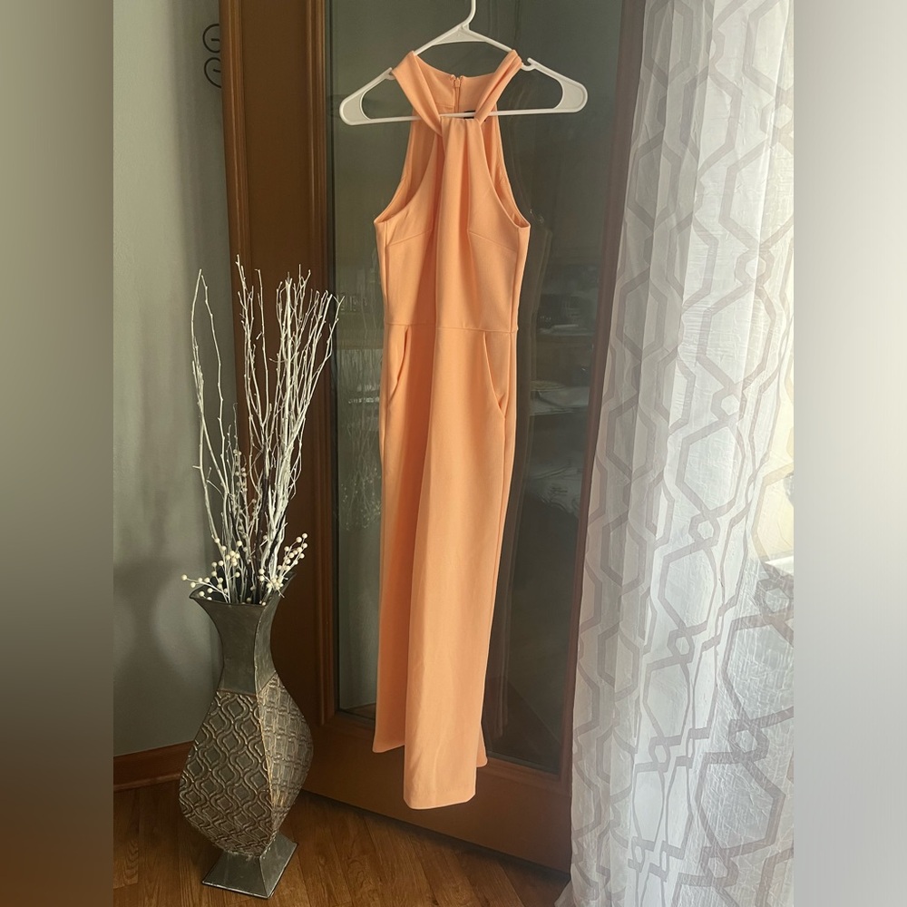 Coral jumpsuit with pockets